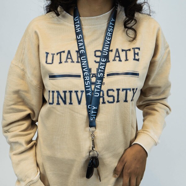 utah state university lanyard striped